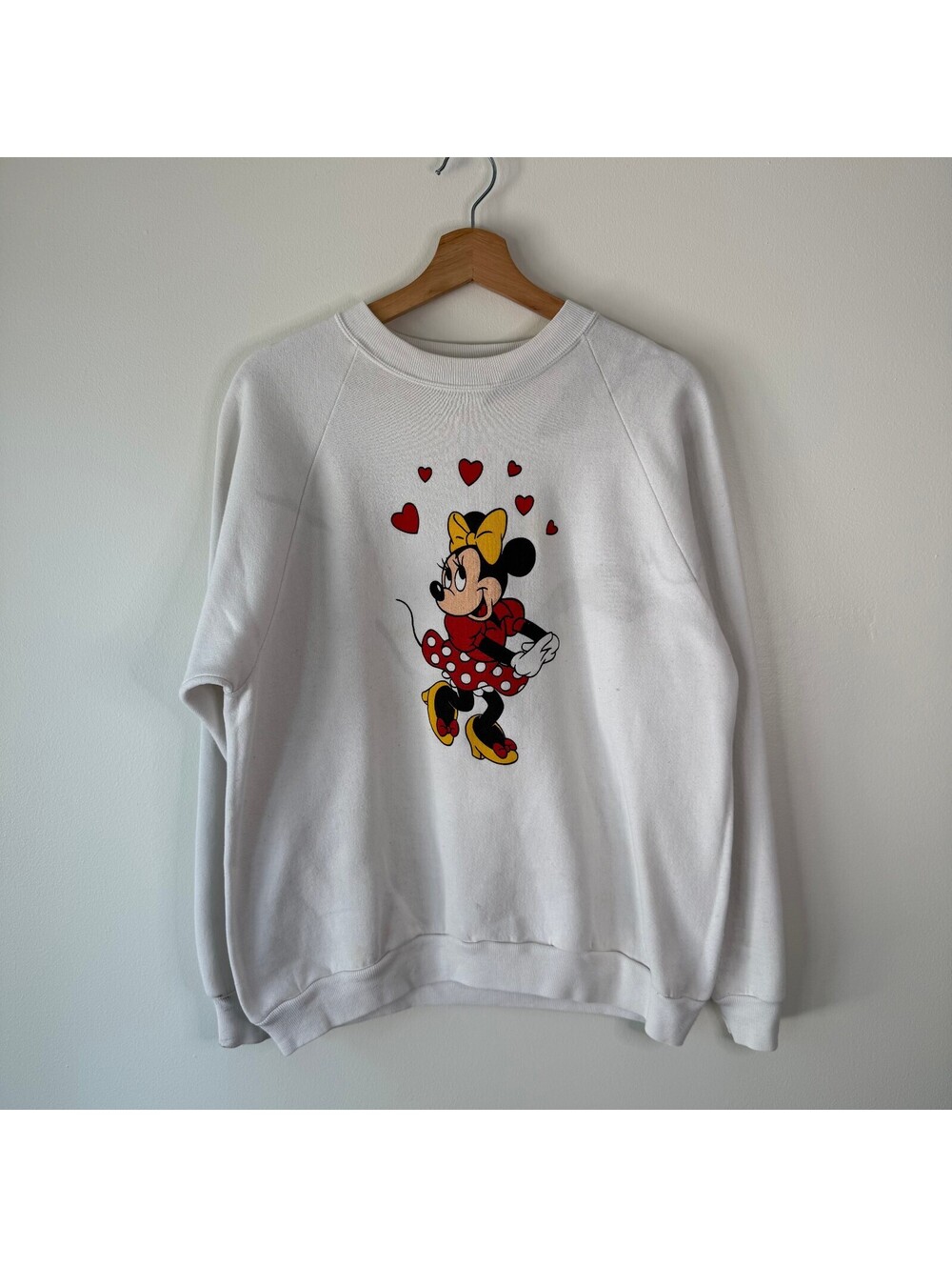Vintage 80s Minnie Mouse Hearts Disney Sweatshirt Crewneck Size X-Large